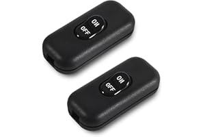 KUKUPOW 2 Interruttori Della Luce, 250v, 6amp, Interruttore in Linea che Accetta Fili Tondi o Piatti a 2 o 3 Conduttori, per Lampade da Scrivania/Luci/Interruttori di Lampadine. (Nero)