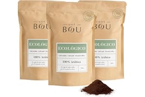 Café Bou | Café Molido Ecológico – Premium | 100% Arábica | Aromas a Caramelo y Fruta | Tueste alto | Cuerpo Medio | Café Ecológico para Espresso | Pack 3 paquetes x 250gr
