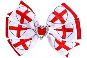 MeiMei England Flag FC St Georges Hair Bow, Handmade Girls Hair Accessories, Party Bow