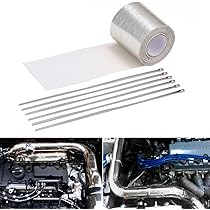 yotutun Hittewerende tape voor uitlaat, 10 m x 5 cm, uitlaatafdichtband met 12 roestvrijstalen kabelbinders, uitlaatband, zelfklevend, auto, aluminiumfolie, plakband voor auto, motorfiets yotutun Hittewerende tape voor uitlaat, 10 m x 5 cm, uitlaatafdichtband met 12 roestvrijstalen kabelbinders, uitlaatband, zelfklevend, auto, aluminiumfolie, plakband voor auto, motorfiets