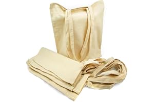 Adri Bolsa de Tela para Pintar - Algodón Con Asas Largas - 38x42cm 144g/m2 - Tote Bag Grande Reutilizable para la Compra