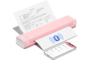 COLORWING Impresora térmica portátil M08F A4 Rosa, Uso con Papel térmico 210x297mm, Impresora inalámbrica compacta, impresoras móviles, Impresora Bluetooth Compatible con teléfonos Android e iOS