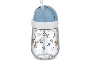 Mepal, Kubek Ze Słomką Mio Little Dutch, Kubek dla Maluchów od 9 Miesięcy, Szczelna Butelka do Picia dla Małych Dzieci, Nadaje się do Mycia w Zmywarce, Nie Zawiera Bpa, 300 ml, Forest Friends
