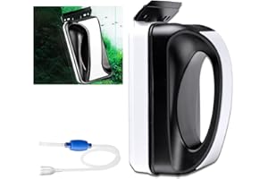 Spazzola per Acquario Magnetica Mini:HOMURY Spazzola Magnetica Acquario con Tubo di Aspirazione Acquario Detergente Magnetico per La Pulizia E La Rimozione delle Alghe Nero 90 * 40 * 54 mm