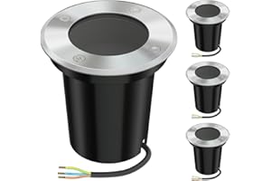 ledscom.de 4 pièces luminaire encastré de sol BOLI pour l'extérieur, IP67, inox, rond, 108mm Ø, 1x GU10 max. 15W