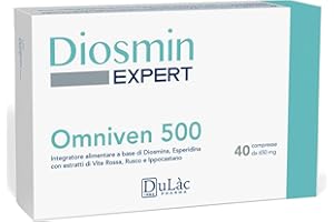 DULÀC FARMACEUTICI 1982 Dulàc - Diosmina Hesperidina 500mg para la Circulación de Piernas Cansadas, Contra Piernas Hinchadas, Varices, Arañas Vasculares, Lipedema, Complemento Alimenticio Omniven 500 40 Comprimidos