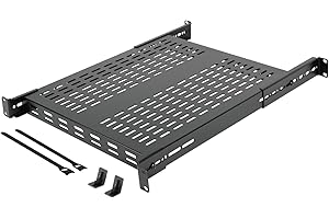 Tecmojo 1U Adjustable Vented Server Rack Mount Shelf 13.5"(343mm) - 31.8" (800mm) Depth, Supports up to 242 lbs - Universal Tray for 19" AV/Network Equipment