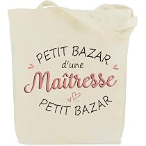 Cadeau Maîtresse D'École - Tote Bag 'Petit Bazar D'une Maîtresse Parfaite' Noël Fin D'Année