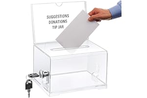 Spendenbox Abschließbar Acrylspendenbox Vorschlagsbox Wahlbox: YIDM Spendenbox Mit Schlüssel Wahlurne Empfohlene Box Transparent Hohe Kapazität für Kommentare Spenden Stimmzettel Visitenkarten