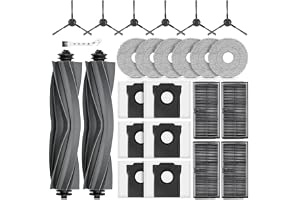 25-pack tillbehör för DREAME L10s Ultra Gen 2/L10s Pro Ultra Heat/X30 Ultra/MOVA E30 Ultra dammsugarrobotar, 2 huvudborstar, 6 torkdukar, 4 HEPA-filter, 6 dammpåsar, 6 sidoborstar