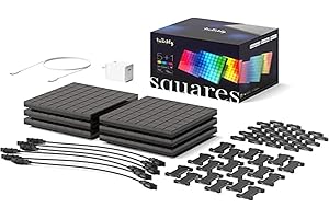 Twinkly Squares Starter Kit, Kit di Pannelli LED RGB, zawiera 1 Pannello Principale e 5 Pannelli di Estensione, kompatybilny z HomeKit, Alexa e Google Home, Luci Gaming e Streaming, 16 M+ di Colori