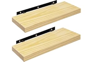 eSituro Étagère Murale, Lot de 2,Étagère Flottante, Tablette Murale, Décoration Murale, Étagère Rangement en Bois Massif, Support Invisible, 50x19x3,5cm
