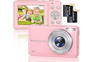 YLSHGXFC Cámara Digital, HD 1080P, 44 MP, cámara compacta, Mini cámaras Digitales, cámara Digital Recargable con Zoom Digital de 16 x para niños, Adultos, niñas, niños, Principiantes (Rosa)