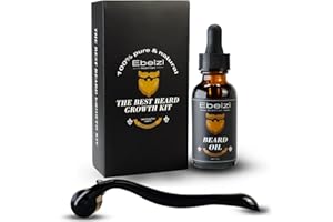 Ebeizi Derma Roller pour la croissance de la barbe avec sérum de croissance de la barbe, stimuler la croissance de la barbe et des cheveux, Derma Roller de 0,5 mm pour homme