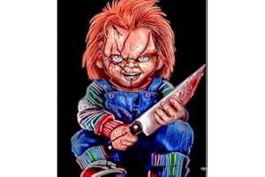 HL Lospeces Diamant-Malerei-Set für Erwachsene und Kinder, runde Strassfarbe mit Diamanten, Horrorgeschichte, Diamantkunst und Punkten (30,5 x 40,6 cm)