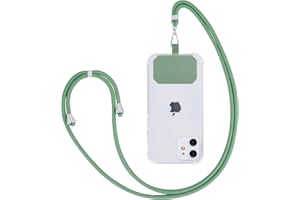 Fycyko Cordon Telephone Portable Cordon Tour de Cou Collier Laniere Réglable Sangle de Suspension Téléphone Portable Bandoulière avec Patch Compatible avec Tous Les des Smartphones - Vert foncé