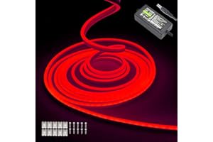 BALABAXER Striscia luminosa Rosso al neon, 16.4ft/5m 12V DC 600 SMD2835 LED impermeabile, per la decorazione interna ed esterna