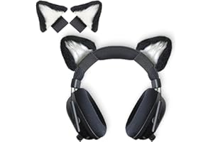 otuiaim Kitty Ears Decorativo per Cuffie, Universale Cospaly Decorazione delle Orecchie di Gatto Carino, compatibile con Headset Hypre, Logi G ecc., installazione con Cinghie Regolabili, Nero