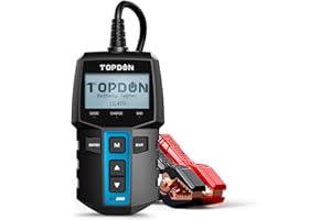 TOPDON BT100, tester akumulatorów samochodowych 12 V, tester obciążenia 100-2000 CCA, tester akumulatorów samochodowych, cyfrowy tester akumulatora samochodowego, tester systemu ładowania, urządzenie testowe do samochodów osobowych, ciężarowych, ATV, SUV, łodzi, (BT100)