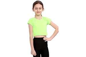 Hamishkane New Kid Girls Round Neck Plain Short Sleeve Dance T-Shirt Crop Top 3-13 Years