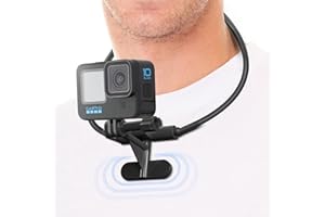 REYGEAK POV/VLOG Neck Holder Mount for GoPro AKASO Action Camera and Mobilephone Video Shoot Accessories (Black)