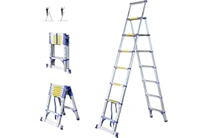 HOSTRÖM Escabeau 8 marches telescopique EXTENDACT8, Echelle telescopique 2,3 m+2m, escabeau Pliable télescopique, H Max Travail 3,8m, Garantie 5 Ans