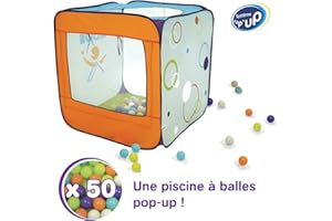 LUDI - Piscine à balles en tissu et structure pop-up 90 x 90 x 90 cm. Dès 2 ans. 50 balles. Se plie et se range dans un sac. Tissu résistant pour une utilisation en intérieur et extérieur - 90002
