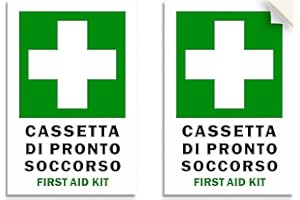 READYPRINT 2 Adesivi Cassetta Pronto Soccorso, in vinile laminato anti graffio, Anti UV, impermeabile, misura: 10x15 cm - 2 Pz.