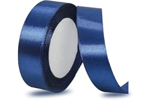 IMSOLDECOR Navy Blue Ribbon 25mm x 23 Meters, Dark Blue Satin Fabric Ribbons for Gift Wrapping, DIY Crafts, Hair Bows, Florist Bouquets, Balloons, Sewing Projects, Wedding Party and Birthday Cake Decorations
