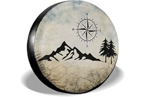 Hiram Cotton Reserveradabdeckung wasserdichte Spare Tire Cover,Universelle Reserveradabdeckung,Passend für Jeep,Geländewagen Und Viele Fahrzeuge (Nature Mountain Compass)
