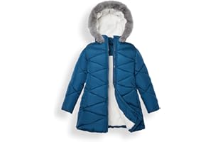 Sunny Sprout Manteau d'hiver avec capuche pour filles - Veste matelassée épaisse pour enfants avec doublure en polaire et manches coupe-vent