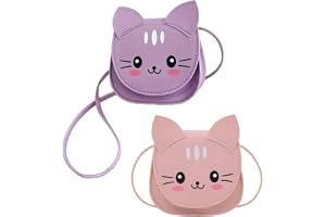 2 stycken katter crossbody väska, söt tecknad crossbody-väska, flickaxelväska, miniförvaringsväska (rosa, lila)., Ljusviolett, M
