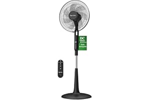 Taylor Swoden Ventilatore a Piantana Silenzioso, 25dB DC Ventilatore con Telecomando, 3258.6m³/h, 28 Velocità, 7 Pale, 40W,12H Timer, Antizanzare, 3 Modalità, Altezza Regolabile, Oscillazione,LED,Nero