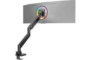 ONKRON Uchwyt biurkowy na monitor PC dla ekranów 17-57 cali do 27 kg, Uchwyt do monitora biurkowy 75x75-200x200 VESA, Ramię obrotowe, uchylne, obracane czarny G130-B