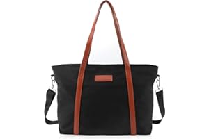 COIKES Tote Bag for Women Waterproof Nylon 15.6 Inch Laptop Bags for Women Large Black Handbags Shoulder Bag Crossbody Bag Teacher Bag Beach Travel Bag Multifunctional Tote Bag for Work School Shopping