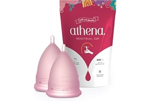 Menstrual Cups Set 2 Pack - (Large and Small) - Premium Reusable Period Cup Set for Regular and Heavy Flow - Insert Easier with The Athena Form Fit Rim - Transparent Pink Size 1 and 2 - by Athena Cup