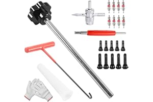 Taipintee 21 Piezas Herramientas para Válvulas de Neumáticos Set, de Metal y Plástico, Que Incluye Extractor de Válvulas, Herramienta de Gancho, para Coches, Camiones y Motos (Negro y Rojo)