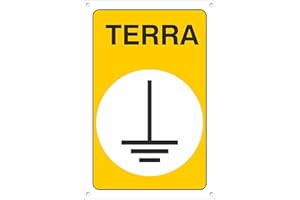 Pubblimania DISPERSORE DI TERRA | PERICOLO Cartello di emergenza e sicurezza in alluminio metallo composito 3 mm di spessore (Cartello Dispersore Terra 15x20)