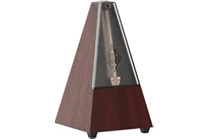 Wittner Metronome Taktell Pyramid Shape System Maelzel Series 802K - Plastic casing - With bell - With plexiglas lid - Black - Mechanically wound - No batteries required - Made in Germany