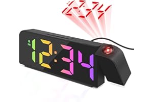 Luckits Sveglia con Proiettore, Sveglia con Proiettore Soffitto, Sveglia Digitale da Comodino con Temperatura, Snooze, Luminosità Regolabile, 12/24H, Sveglia A Specchio per Camera da Letto (Nero)