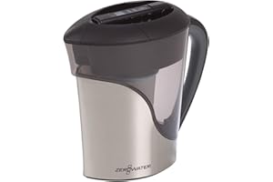 ZeroWater Wasserfilter 2,6L , aus Edelstahl, Gratis Wasserqualitätsmessgerät, BPA-frei und zertifiziert zur Reduzierung der Menge von Blei und anderen Schwermetallen, Wasserfilterpatrone inklusive