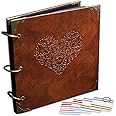 ADVcer Photo Album or DIY Scrapbook (10x10 inch 50 Pages Double Sided), Vintage Leather Cover Three-Ring Binder Picture Booth Albums with 6 Colors 306pcs Self Adhesive Photos Corners for Memory Keep