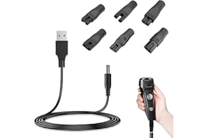 CAISYE Chargeur Universel de Rasoir 5V, Chargeur Tondeuse avec 6 Connecteurs Adaptateurs, Câble USB vers DC, Compatible avec Toutes les Grandes Marques de Rasoirs, Tondeuses et Aspirateurs de Piscine