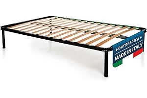 DOLCI SOGNI Rete Una Piazza e Mezza, Rete 120x190 per Letto una Piazza e Mezza, Rete Ortopedica a Doghe in Legno con Struttura Letto 120x190 + 4 Piedi Smontabili, 100% Made in Italy