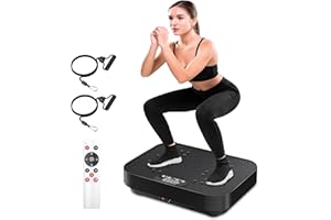 Aolawco Vibrationsplatte, Fitness Vibrationsboard Mit Trainingsbänder, Leiser Motor, 99 Intensitätsstufen, Rüttelplatte Sport für Zuhause, Power Vibration Plate für Muskelaufbau, Stressabbau