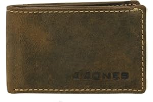 J JONES JENNIFER JONES J.Jones - Mini Cartera para Hombre, Billetera Delgada, Piel auténtica, Aspecto Usado marrón Antiguo, 10 x 6,5 cm