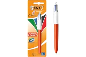 BIC 4 Couleurs Original Stylo-Bille Rétractable Pointe Fine (0,8 mm) - Blister de 1