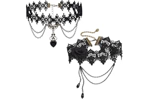 XBFOCNH XBFOCN Collana in Pizzo Gotico, Catena di Pizzo Nero Girocollo Vintage Accessorio per Costume, Eleganti Girocollo di Pizzo Nero per Donna, Adatti per Feste di Matrimonio