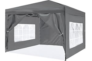 ISE Carpa Plegable 3x3, pergolas de Jardin Robusto, Carpas para Exteriores con 4 Paredes pergolas de Laterales para Reception, Fiesta, Camping, Festival, Cerveza, Carpa Camping Gris