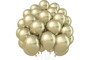 Jobkoo Metallic Gold Balloons, 50Pcs 10Inch Light Gold Chrome Balloons Champagne Gold Party Balloons Golden Helium Latex Balloon for Birthday Valentines Day Anniversary Boho Wedding Party Decorations